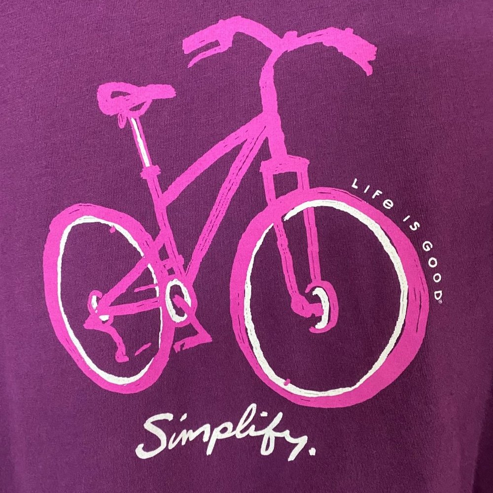 Life Is Good Simplify Crusher-Lite V-Neck Womens Medium Purple Basic Graphic Tee - Picture 6 of 12